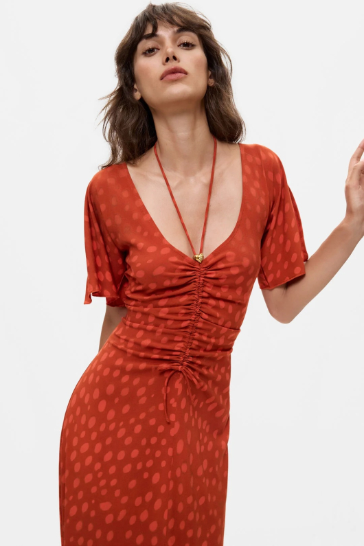 Rochie midi cu decolteu in V