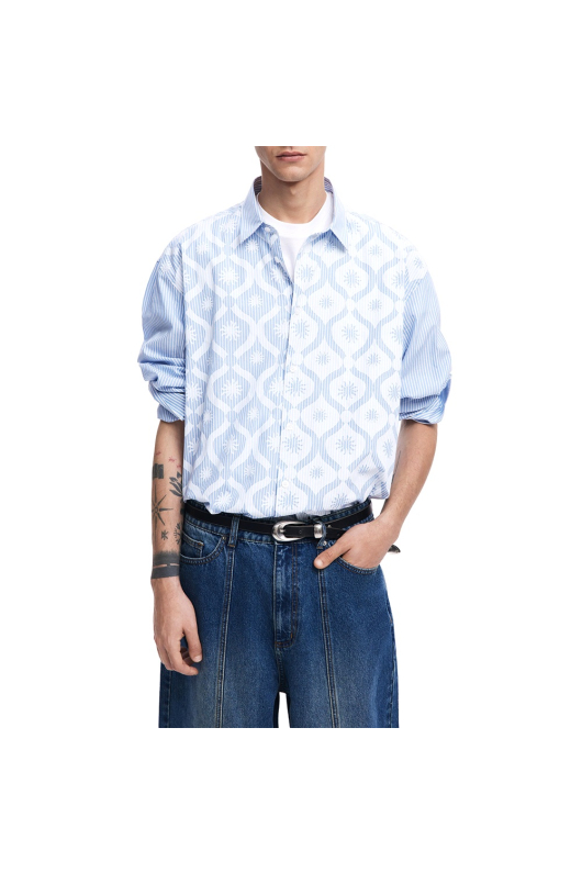 CAMASA ALBASTRA IN DUNGI CU PRINT