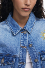JACHETA DENIM CU BRODERIE ORIENTALA