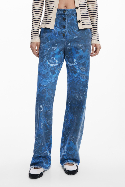 PANTALONI DENIM CU PRINT