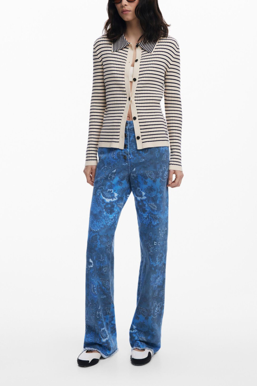 PANTALONI DENIM CU PRINT