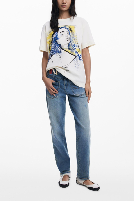 TRICOU ALB CU PRINT PORTRET