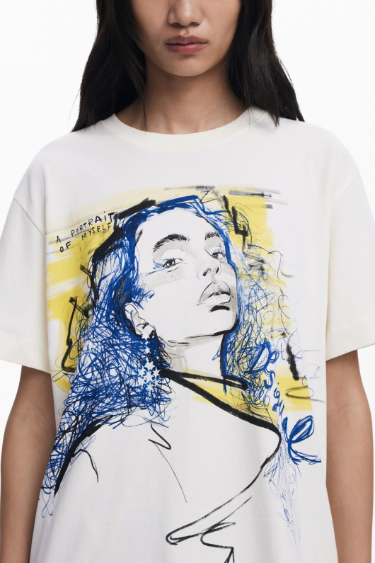 TRICOU ALB CU PRINT PORTRET
