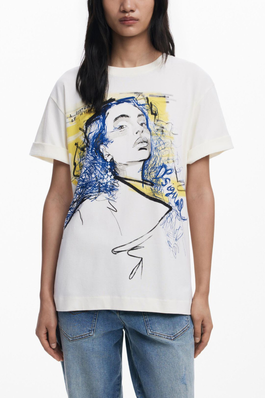 TRICOU ALB CU PRINT PORTRET