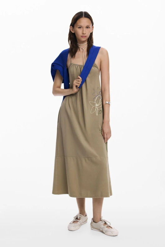 ROCHIE KAKI CU BRETELE