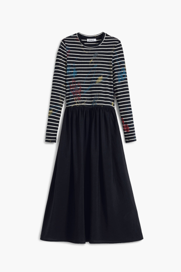 ROCHIE MIDI CU DOUA TIPURI DE MATERIALE