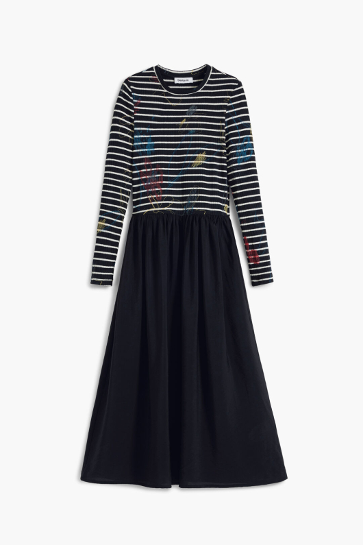 ROCHIE MIDI CU DOUA TIPURI DE MATERIALE