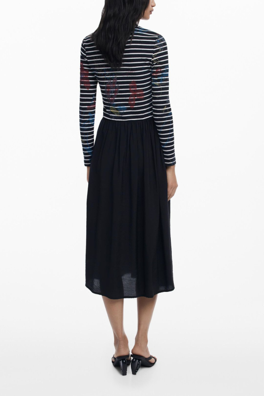 ROCHIE MIDI CU DOUA TIPURI DE MATERIALE