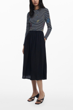 ROCHIE MIDI CU DOUA TIPURI DE MATERIALE