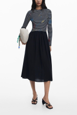 ROCHIE MIDI CU DOUA TIPURI DE MATERIALE