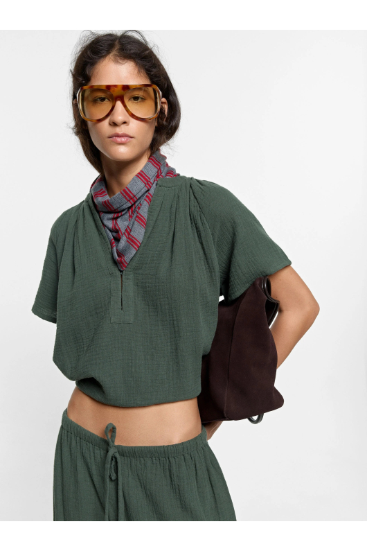 BLUZA KAKI CU MANECA SCURTA