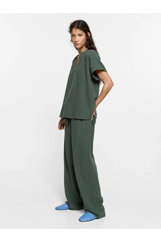 BLUZA KAKI CU MANECA SCURTA