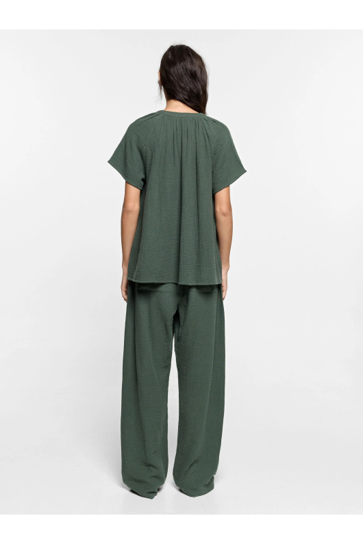 BLUZA KAKI CU MANECA SCURTA