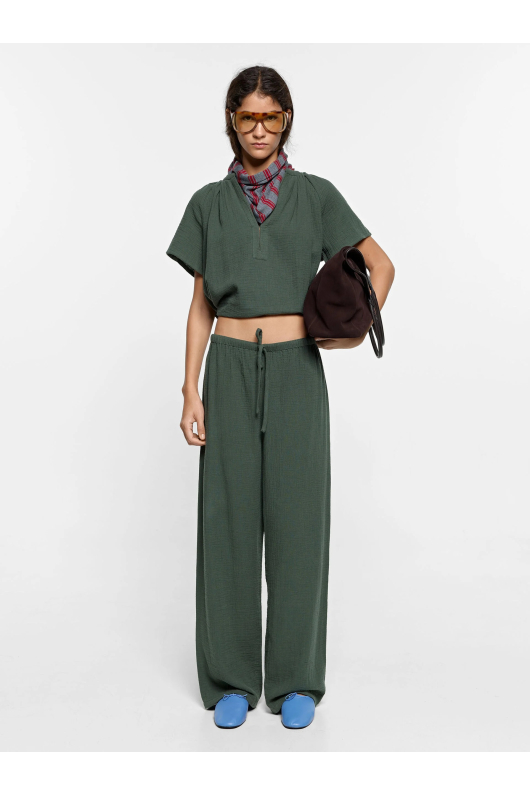 BLUZA KAKI CU MANECA SCURTA