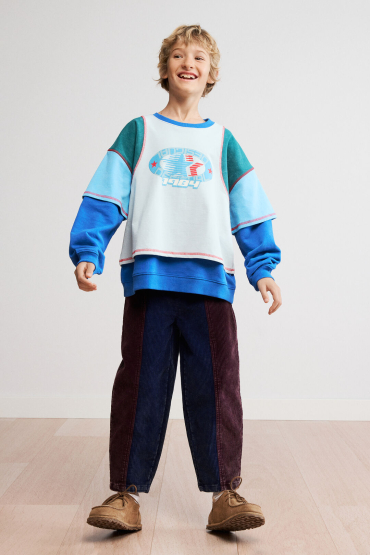 Pantaloni patchwork din denim