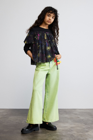 BLUZA CU TULL IMPRIMAT FLORAL