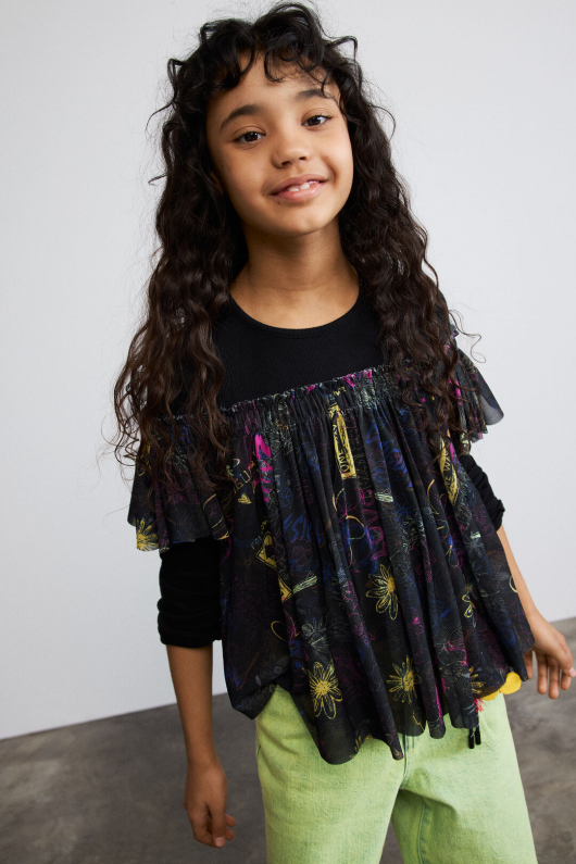 BLUZA CU TULL IMPRIMAT FLORAL