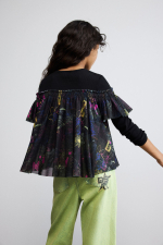 BLUZA CU TULL IMPRIMAT FLORAL