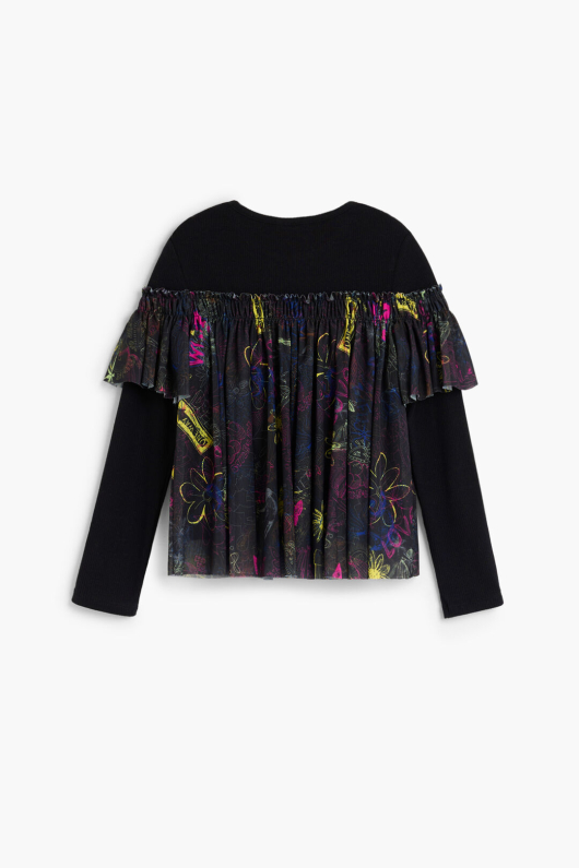 BLUZA CU TULL IMPRIMAT FLORAL