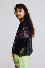BLUZA CU TULL IMPRIMAT FLORAL