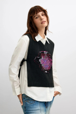 CAMASA ALBA CU VESTA TRICOT