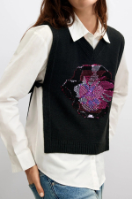 CAMASA ALBA CU VESTA TRICOT