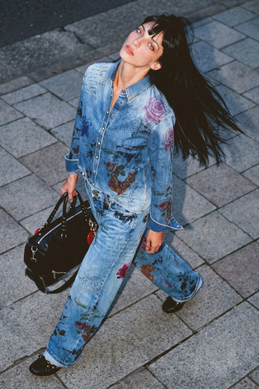 CAMASA DENIM, CU PRINT