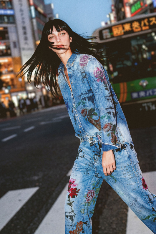 CAMASA DENIM, CU PRINT