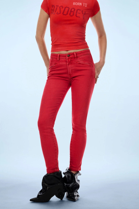 PANTALONI DENIM ROSII