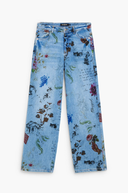 PANTALONI DENIM CU IMPRIMEU