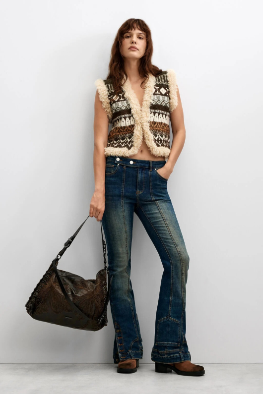 Vesta din tricot jacquard imprimat