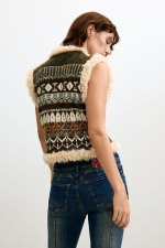 Vesta din tricot jacquard imprimat