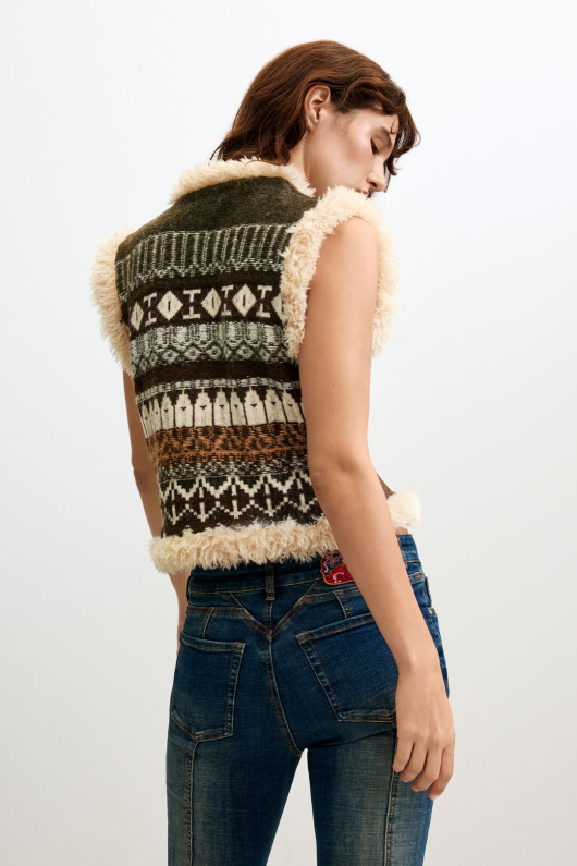 Vesta din tricot jacquard imprimat