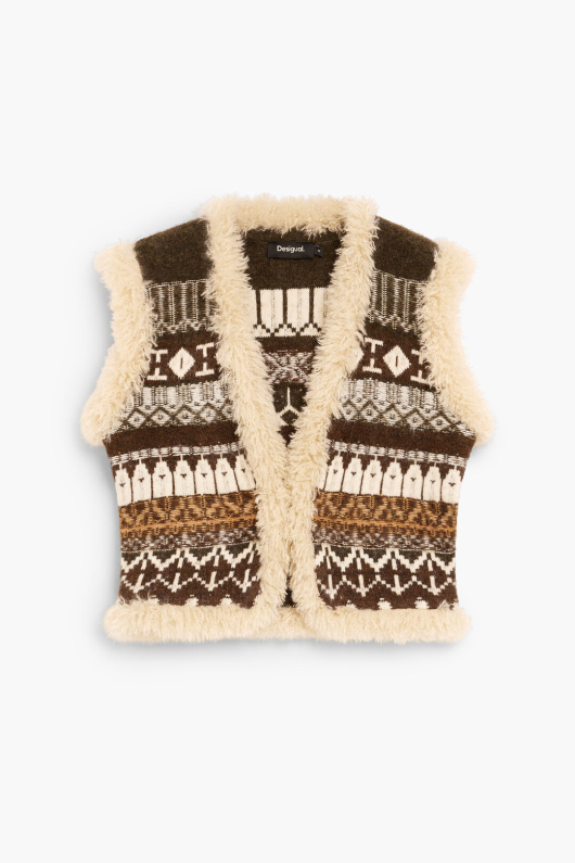 Vesta din tricot jacquard imprimat