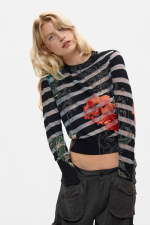 Pulover jacquard cu flori