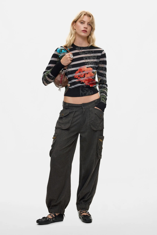 Pulover jacquard cu flori