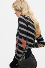 Pulover jacquard cu flori