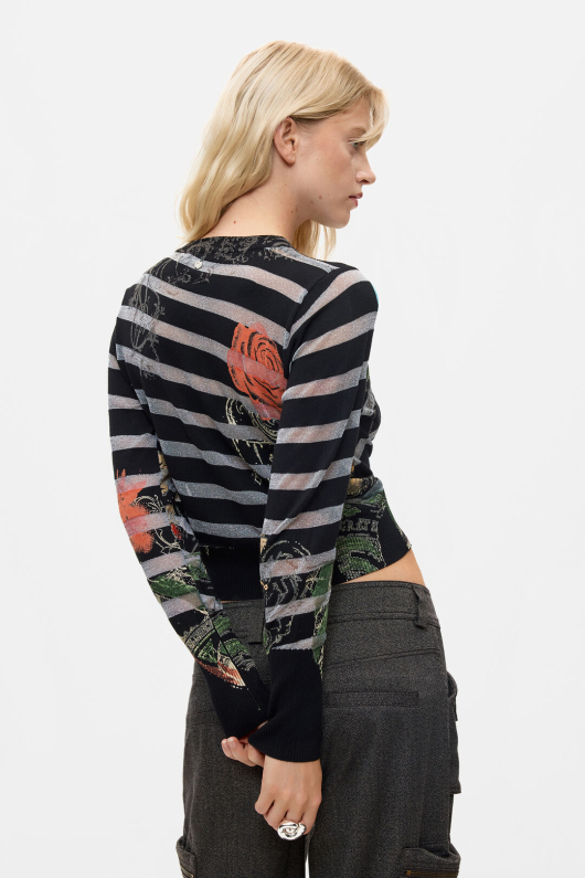 Pulover jacquard cu flori