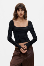 BLUZA NEAGRA CROPPED