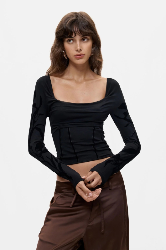 BLUZA NEAGRA CROPPED