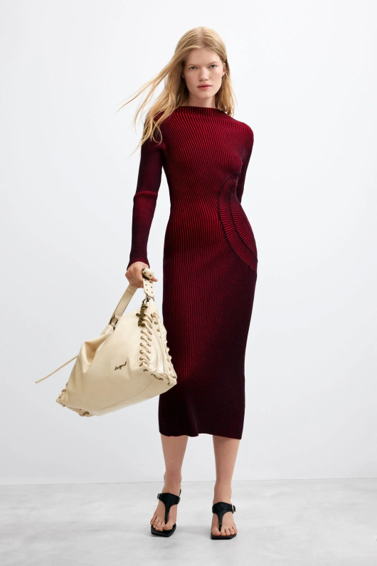 Rochie midi din tricot irizat
