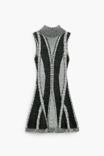 Rochie din tricot cu guler inalt