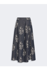 FUSTA LUNGA DENIM CU PRINT FLORAL