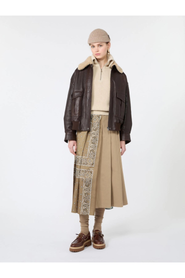 FUSTA MIDI BEJ CU PRINT