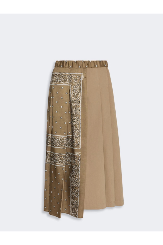 FUSTA MIDI BEJ CU PRINT