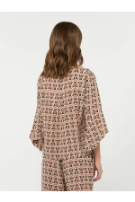 BLUZA CU PRINT GEOMETRIC, DIN MATASE