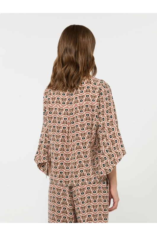 BLUZA CU PRINT GEOMETRIC, DIN MATASE