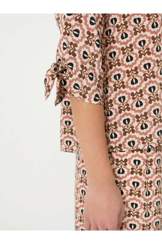 BLUZA CU PRINT GEOMETRIC, DIN MATASE