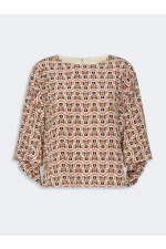 BLUZA CU PRINT GEOMETRIC, DIN MATASE