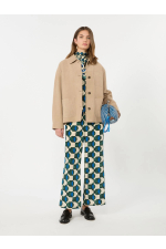 BLUZA CU PRINT GEOMETRIC, DIN MATASE